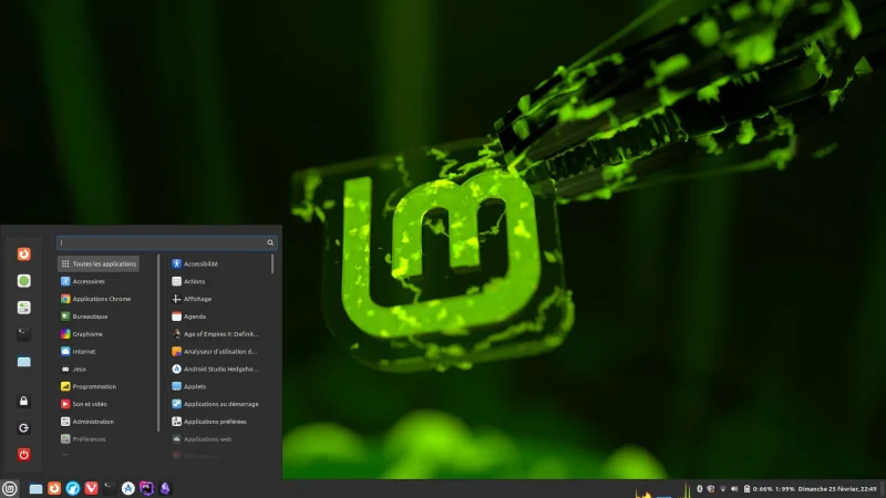 Le menu de Linux Mint