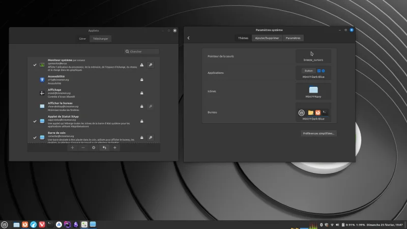 La gestion du thèmes et des applets avec Linux Mint