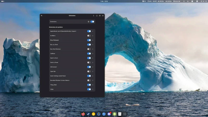 Extension Gnome pour GLF OS
