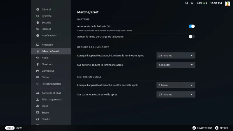 Activer la limite de charge de la batterie
