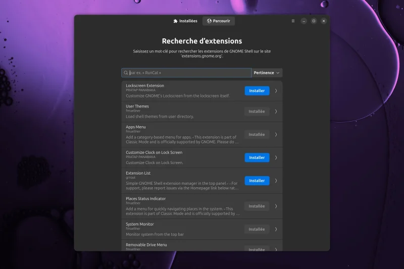 Installer une extension GNOME Shell