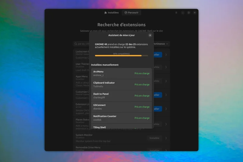 Vérifier la compatibilité de vos extensions avec une version de GNOME